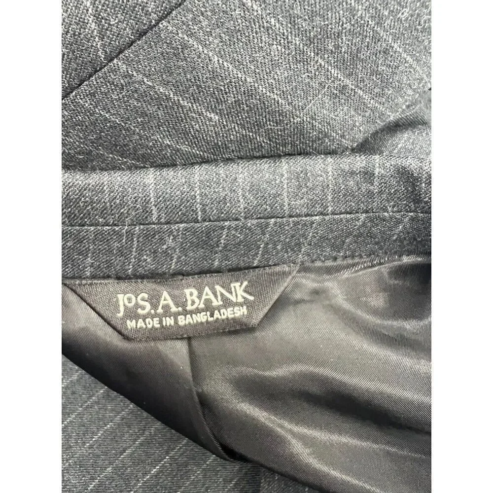 Jos A Bank Men 44L Dark Gray Stripe Wool‎ Blend Blazer Sports Coat Suit Jacket